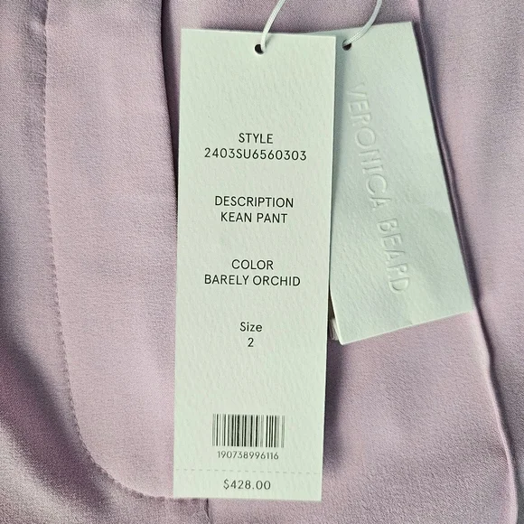 NWT. VERONICA BEARD Kean Cropped Pant In Barely Orchid - Picture 6 of 14